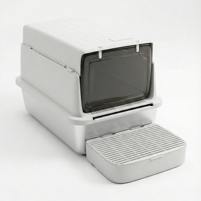 Enclosed litter box stainless steel